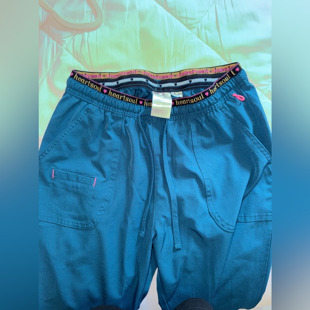 Heart Soul Dark Teal Flare Scrub Pants